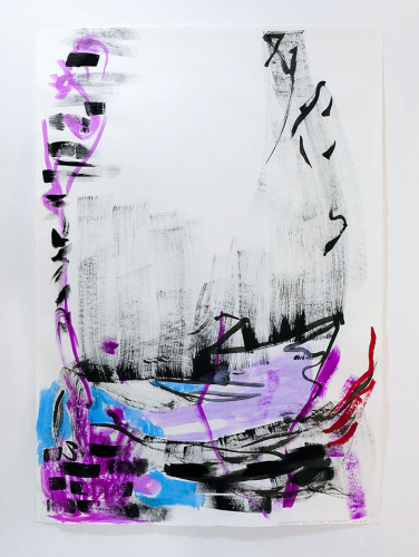 Die Knechtschaft der Welt 2025 Watercoulors, ink on Hanji Paper 215 x 150 cm