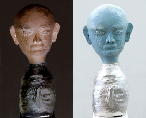 HEAD # 33 converted TWO 2008H 96 x B 45 x T 38 cm Glase / Beaten Silver ++++ HEAD # 33 TWO 2008H 96 x B 45 x T 38 cm Glase / Beaten Silver